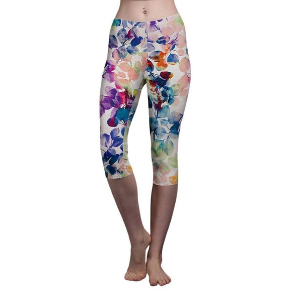 Lily Other - Lily White & Blue Leaf Capri Leggings Size S/M